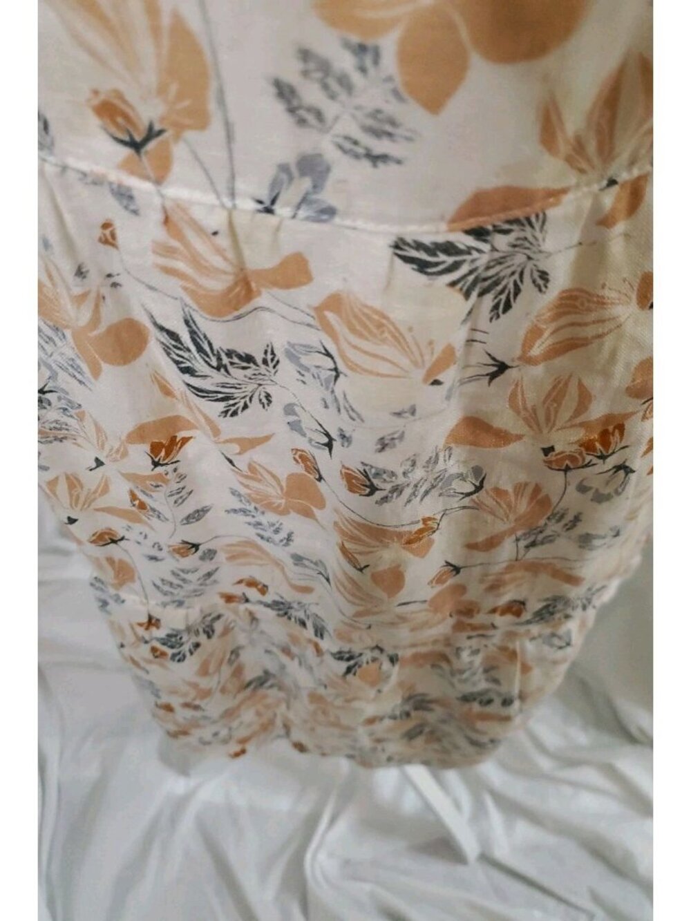 Joie 100% Linen Tiered Floral Orange/Coral Dress V-Neck Boho Beach Vaca Sz S - Picture 5 of 15